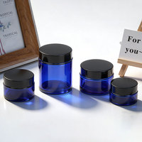 Pots en verre bleu de qualité supérieure 20g/30g/50g/100g, étanches et hermétiques, pour cosmétiques, soins de la peau, pots de rangement élégants et durables