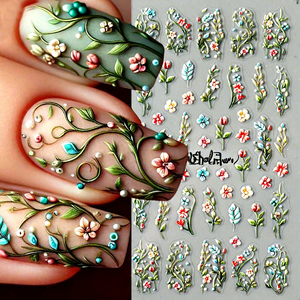 Personnalisé 3D/5D En Relief Fleurs Nail Decal DIY Adhésif Press-on Sticker Style Français <span class=keywords><strong>Manucure</strong></span> Accessoires Produits De Beauté Hot Art - Product Image 1