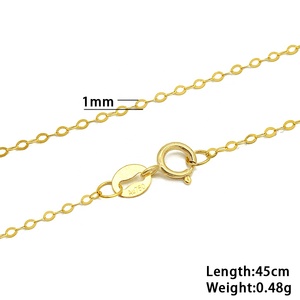 Cadena <span class=keywords><strong>de</strong></span> <span class=keywords><strong>Oro</strong></span> Genuino al por Mayor, Cadena Plana Martillada <span class=keywords><strong>de</strong></span> 1mm, <span class=keywords><strong>Oro</strong></span> Sólido <span class=keywords><strong>de</strong></span> 18k Au750, Collar <span class=keywords><strong>de</strong></span> Cadena - Product Image 5