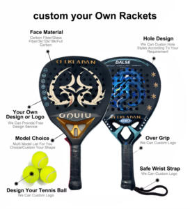 Fábrica de alta calidad personalizada Kuikma Print Padel Pro Eva Grip raqueta de <span class=keywords><strong>tenis</strong></span> 12K 18K raquetas deportivas de fibra de carbono con forma de LED - Product Image 2