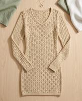 Nouvelle Collection Printemps 2025 – Robe Pull Moulante en Crochet Creux Sexy à Col V et Manches Longues pour Femme – Personnalisation OEM