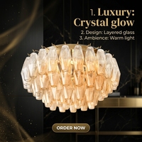 Lustre encastré minimaliste de luxe en acier avec verre soufflé transparent fumé pour salon et chambre à coucher, alimenté par courant alternatif
