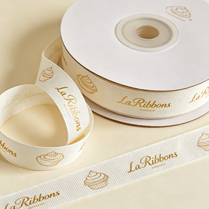 Ruban Gros-Grain Décoratif Doré à Couleurs Pastel Claires avec Estampage à Chaud pour Emballage Cadeau Fait Main et Artisanat - Product Image 4