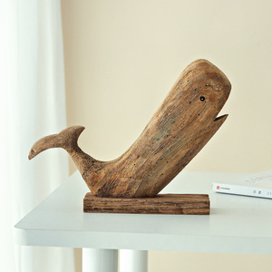 Figurine de baleine en bois sculptée à la main, décoration de table en bois de Paulownia, sculpture animale pour la décoration de la maison - Product Image 3