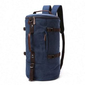 Muestra Gratis: Bolso de Hombro de Lona Cilíndrico de Gran Capacidad, Bolso Cruzado de Mano Única, Mochila de Viaje para Hombre - Product Image 3