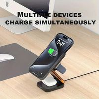 Support de charge sans fil rapide 15W, chargeur PD Type-C, station d'accueil magnétique multifonction intégrée, station d'accueil pour écouteurs
