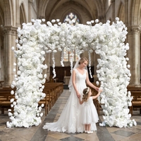 SPR Bon prix, décoration de mariage, anniversaire, hôtel, hydrangea avec arche de roses, fleurs artificielles en soie, mur de fleurs