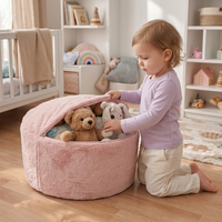 Fauteuil pouf convertible et pliable de 24 pouces au design français, confortable, avec rangement pour animaux en peluche, pour enfants