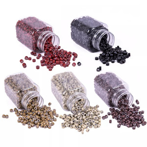 500 pièces par bouteille 5030 aluminium Silicone <span class=keywords><strong>Micro</strong></span> perles pour I Tip cheveux et Silicone <span class=keywords><strong>Micro</strong></span> anneau boucle outil d'extensions de cheveux - Product Image 1