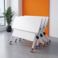 Table de formation mobile pliable avec roulettes, structure métallique pour salle de classe, salle de séminaire, rangement compact, installation facile