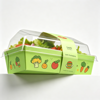 Boîte d'emballage alimentaire polyvalente en papier kraft 450g pour salade, design personnalisé, avec couvercle transparent, pour vente à emporter
