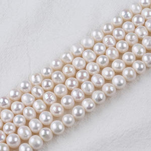 Perles de culture d'eau douce naturelles, blanches, de forme pomme de terre, 9-10 mm, semi-finies, pour collier et bracelet, accessoire de bricolage - Product Image 3