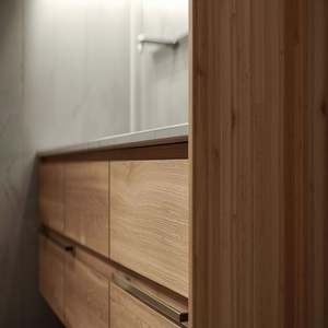 Modern Wood Cabinet Bathroom Wall Mounted <b>Drawers</b> Slate Cabinet <b>Vanity</b> <b>With</b> Sink and Led Mirror Set Bathroom Medicine Cabinet - Product Image 3