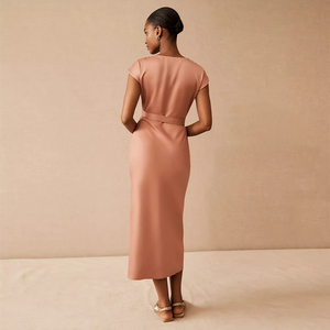 Mùa Hè Mới Thời Trang Ăn Mặc Phụ Nữ Thanh Lịch Ngọt Ngào V Cổ Không Tay Phụ Nữ Giản Dị Slit Bọc Dresses - Product Image 6