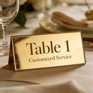 Numéros de table personnalisés haut de gamme en acier inoxydable et laiton pour restaurants, stands de réception, cartes de placement et marquages de table - Product Image 3