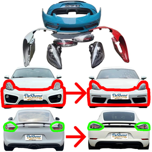 Parti Esterne di Alta Qualità per <span class=keywords><strong>Porsche</strong></span> Cayman 981, Aggiornamento allo Stile 718; Rinnovamento del Modello Precedente, Paraurti, Fari LED; Plug-and-Play - Product Image 1