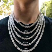 Prix le moins cher Hip Hop 925 Sterling Silver 3mm 4mm 5mm Collier Moissanite Diamant Collier Moissanite Tennis Chaîne