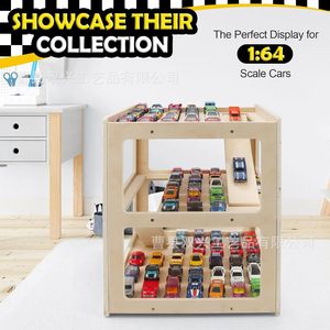Support de rangement en bois pour voitures miniatures, garage à 2 niveaux, organisateur de rangement pour véhicules d'enfants, parking - Product Image 2