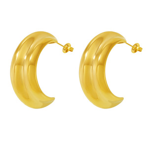 ZSZL <span class=keywords><strong>2026</strong></span> Orecchini a Perno Trendy a Forma di C in Acciaio Inossidabile per Donne, Impermeabili, Placcati in Oro 18K, Gioielli alla Moda, Best Seller - Product Image 1