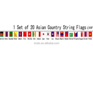 Tamanho personalizado 100% poliéster 1 conjunto de 20 bandeiras de corda asiática