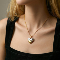 Collier pour femme en acier inoxydable avec pendentif cœur bicolore, chaîne en bambou de luxe léger, inaltérable, cadeau transfrontalier