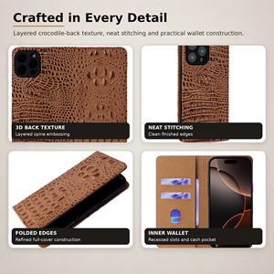 Étui portefeuille magnétique premium en cuir véritable avec porte-cartes et protection RFID pour <span class=keywords><strong>iPhone</strong></span> 18 Pro Max 17 16 15 14 13 12 Plus - Product Image 3