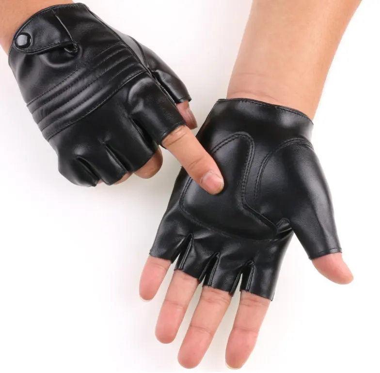 Gothic Leather Gloves Hip Hop Rock Roll Punk Rave Metal Halloween Fashion Unisex 