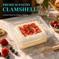 Boîte à salade en plastique PET biodégradable jetable pour fruits, légumes, sushis, hamburgers et pain, conteneur transparent