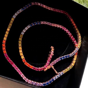 Rose Gold Plated 4mm Cz <strong>rainbow</strong> Tennis <strong>Necklace</strong> for Women Jewelry - Product Image 4