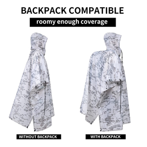 เสื้อคลุมกันน้ำลายพรางหิมะ VANDA Tactical ผลิตจากผ้าโพลีเอสเตอร์ริปสตอปน้ำหนักเบา มีฮู้ด สำหรับผู้ใหญ่ - เหมาะสำหรับการเอาชีวิตรอดกลางแจ้ง เดินป่า และตั้งแคมป์ - Product Image 5