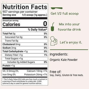 Poudre de chou frisé biologique OEM/ODM, la plus vendue, source fraîche lyophilisée, mélange pour thé et boisson verte au chou frisé, soutient l'immunité, la peau et la digestion - Product Image 2