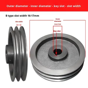 Poulie à double gorge en fer de type B pour courroie trapézoïdale avec boss et <span class=keywords><strong>crochet</strong></span> pour applications moteur OEM - Product Image 2