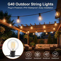 Guirlandes lumineuses LED G40 pour l'extérieur, lumières de patio, lumières suspendues étanches pour le camping, le patio, la maison, la cour, les fêtes, le jardin