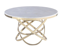 Vente chaude Moderne Rond Verre Marbre Haut Base En Acier Inoxydable Table À Manger pour Hôtel Restaurant