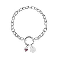 Bracelet chaîne épaisse personnalisable avec anneaux ouvrables, fermoir à ressort, breloques pierres de naissance, en acier inoxydable, étanche, cadeau de Noël