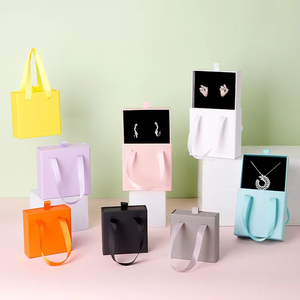 Colorful Rectangle Jewelry <b>Boxes</b> with Lid and Handle Plain Design Simple Style for Jewellery Packaging Storage <b>Display</b> - Product Image 1