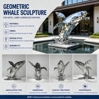 Statue de baleine sauteuse géante personnalisée en acier inoxydable, sculpture métallique polygonale pour la décoration de villas, jardins, centres commerciaux et places côtières