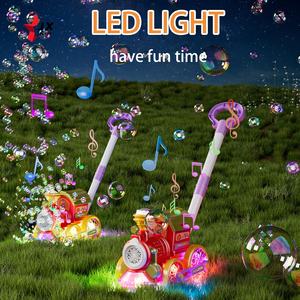 Nouveaux produits 2025 fabricant de bulles magiques jouets portables en plein air automatique lueur musique Train lumière en plastique Machine à bulles pour les enfants - Product Image 2