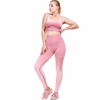 Ensemble de yoga sans couture ombré personnalisé pour femme, legging respirant en maille taille haute et brassière de sport pour l'entraînement et la gym