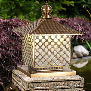 Lámpara Solar LED de Columna, Bronce, Iluminación para Jardín, Camino, Patio, Terraza - Product Image 1