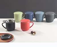 Tasse à thé en céramique de 350 ml, compatible micro-ondes et lave-vaisselle, avec infuseur pour thé, café, lait