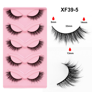 XF 5 Pairs Fox Eye Lashes 3D Silk Plant Fiber Natural False <b>Cat</b> Eyelashes Black Natural for Pink Tray Wholesale Custom - Product Image 6