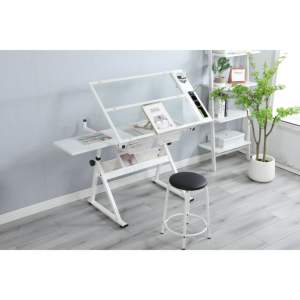 Table de dessin réglable DB blanche, station de sérigraphie manuelle avec tabouret pour imprimants - Product Image 3