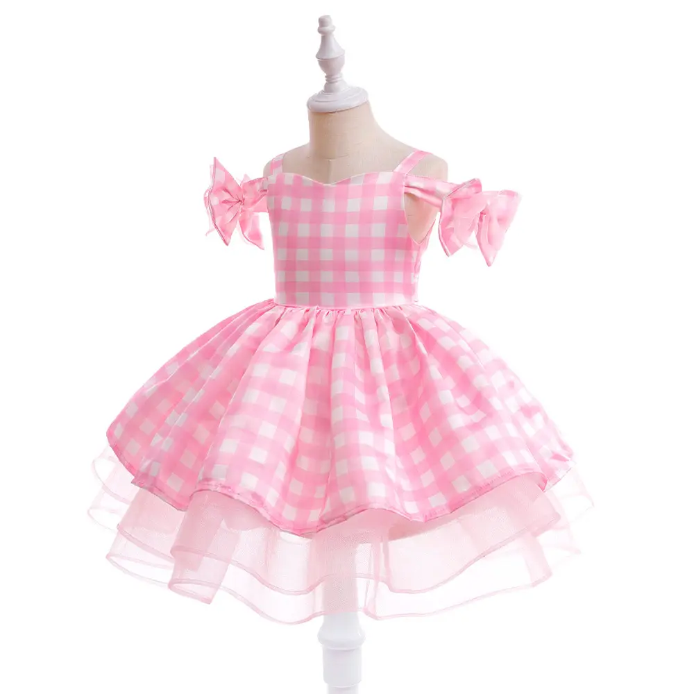 Mk Mädchen rosa überprüfen Tutu Party kleid Baby Mädchen Cosplay Prinzessin Kleid