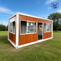 Studio préfabriqué en conteneur de 20 pieds au design bois avec quatre grandes fenêtres, unité modulaire détachable pour bureau à domicile Ray-Zen