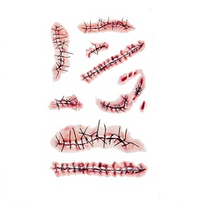 20 Hojas de Pegatinas de Tatuajes Temporales Impermeables con Diseño de Heridas Sangrientas de Terror para la Cara, Pegatinas de Tatuajes Temporales de <span class=keywords><strong>Halloween</strong></span> - Product Image 1