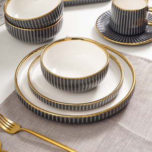 <span class=keywords><strong>Service</strong></span> <span class=keywords><strong>de</strong></span> vaisselle <span class=keywords><strong>de</strong></span> luxe moderne en porcelaine, haute qualité, gris, vert, <span class=keywords><strong>noir</strong></span>, bols, cadeau d'affaires, <span class=keywords><strong>service</strong></span> pour 4 à 12 personnes - Product Image 6