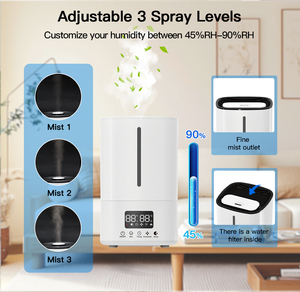 <span class=keywords><strong>Humidificador</strong></span> ultrasónico de llenado superior con capacidad de 5L, <span class=keywords><strong>vapor</strong></span> cálido, para el hogar y dormitorio, con luz LED - Product Image 3