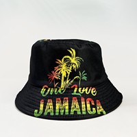 Sombrero de Pescador de Doble Cara con Estampado de Jamaica y Letras 'One Love' Estilo Rasta, Gorra Panamá para Viajes y Actividades al Aire Libre, de Venta Caliente
