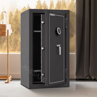 CEQSAFE Coffre-fort électronique de luxe noir, grande capacité, ignifuge, surface antique, serrure numérique classique, serrure à clé, résistance au feu 2 heures